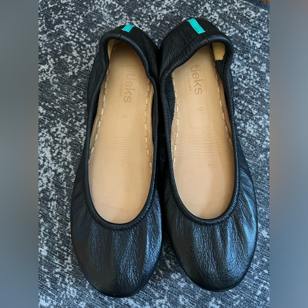 Tieks in black leather